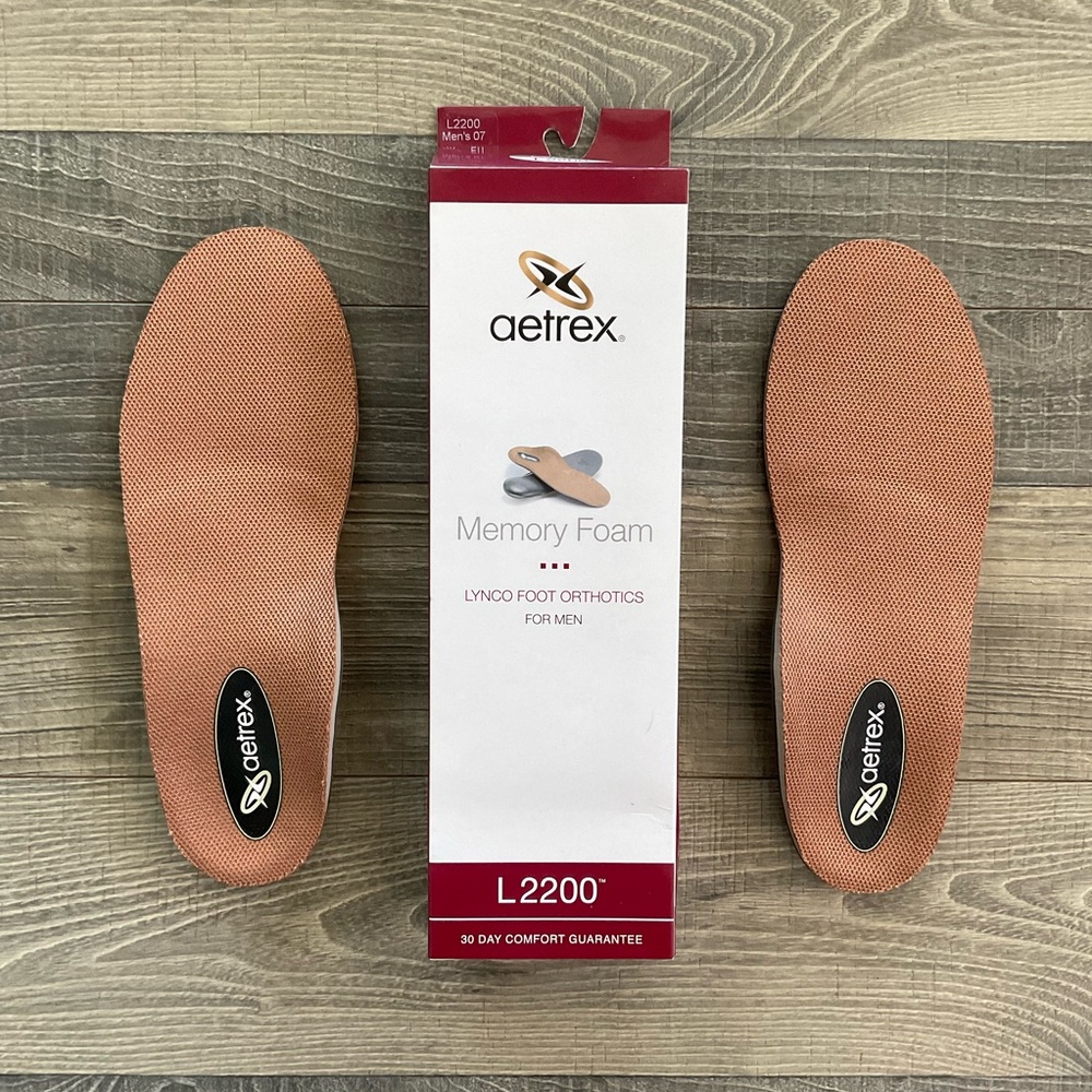 NEW Aetrex L2200 Memory Foam Orthotic Insoles Men’s Size 7 Medium & High Arches